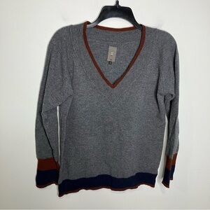 Anne Willi deep v neck pullover sweater wool & cashmere blend size 2